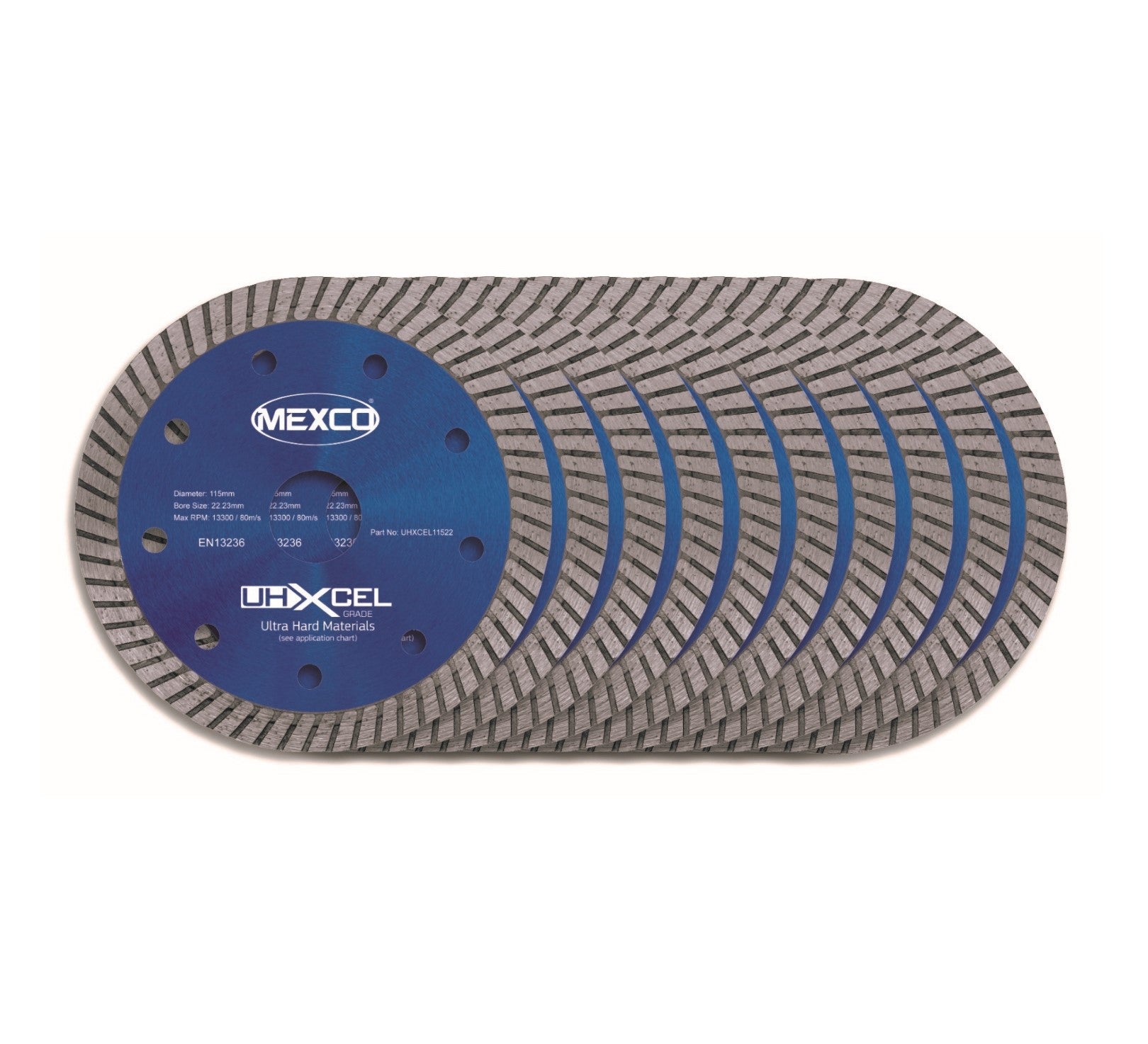 10 x Mexco UHXCEL 115mm Porcelain Diamond Blades