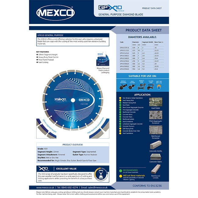 105MM CONCRETE X10 GRADE - Data Sheet