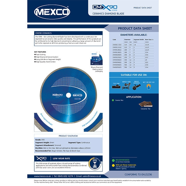 Ceramic-X90-Grade-Diamond-Blade datasheet