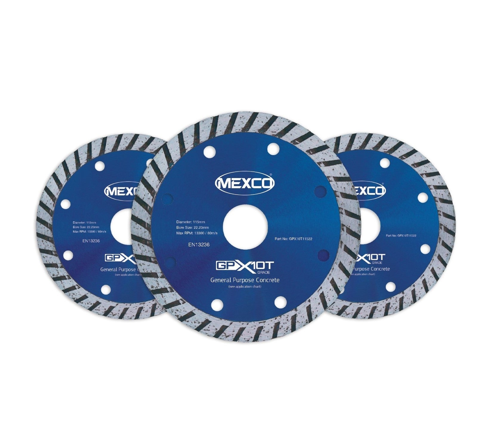 3 x Mexco GPX10 115mm Concrete Turbo X10 Grade