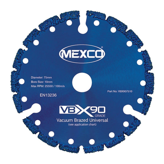 75MM VACUUM BRAZED BLADE MULTI-USE X90 GRADE 10MM BORE