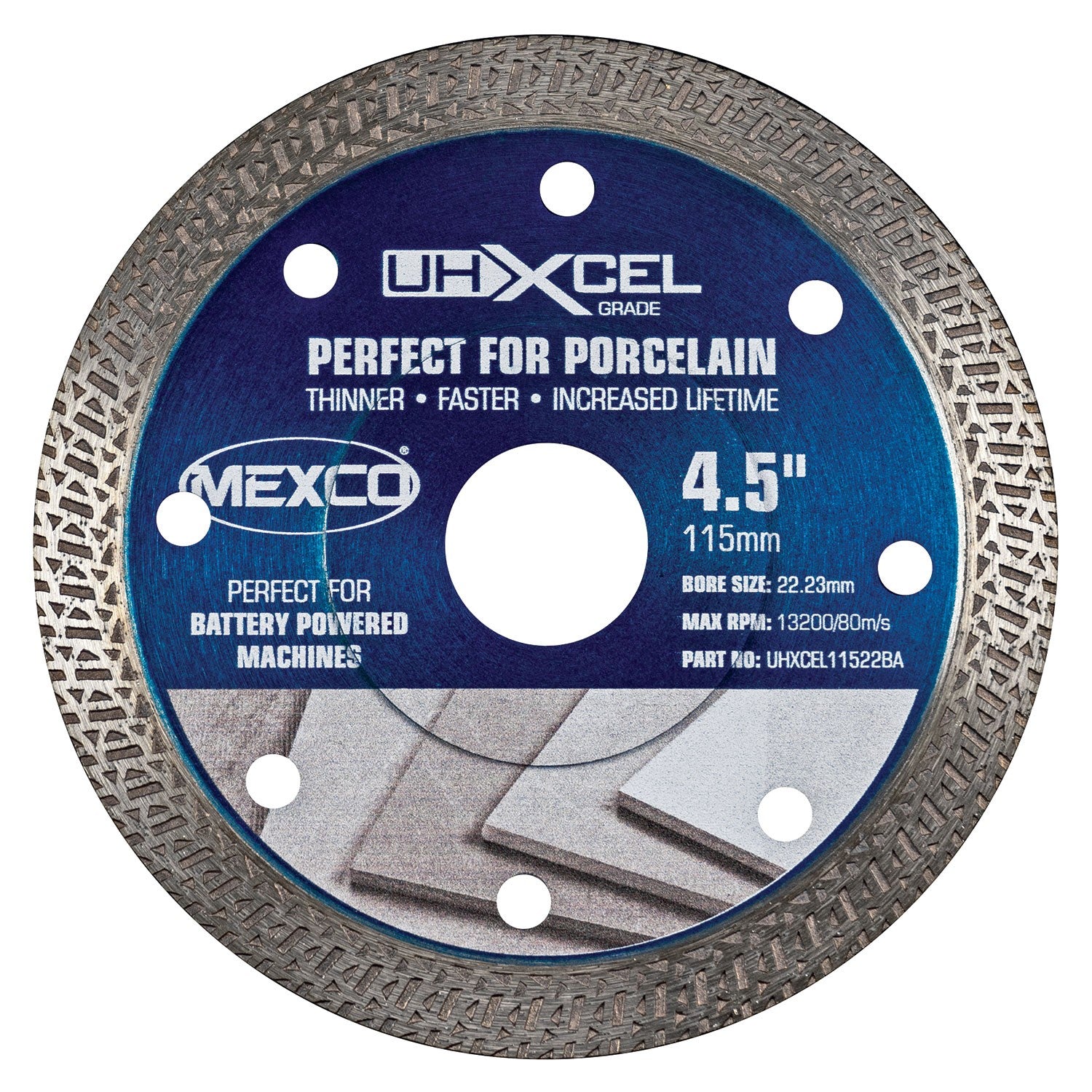 Mexco UHXCEL 115mm Porcelain Diamond Blade (For Battery Angle Grinders)